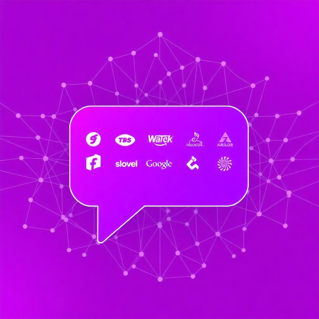 Chat interface with brand logos being ranked inside a neural mesh