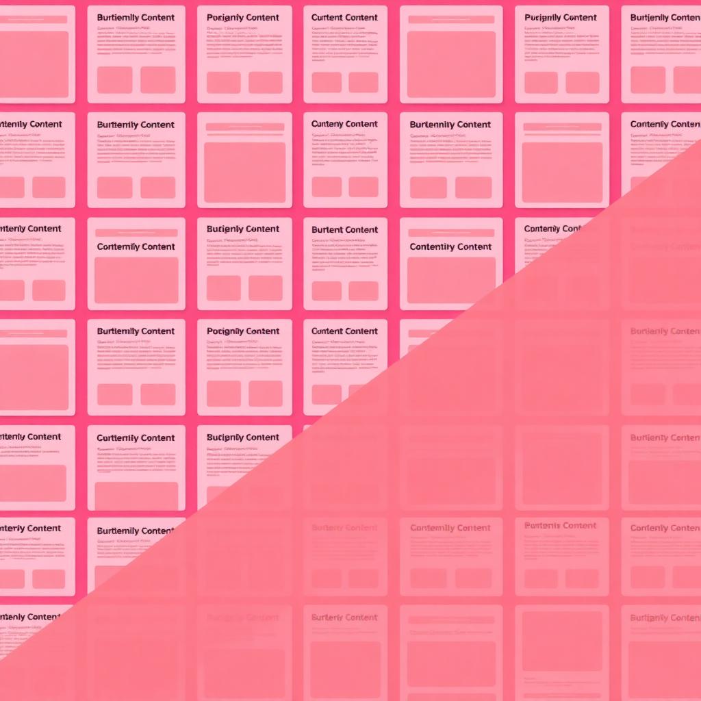 Repeating grid of content templates multiplying and scaling upward