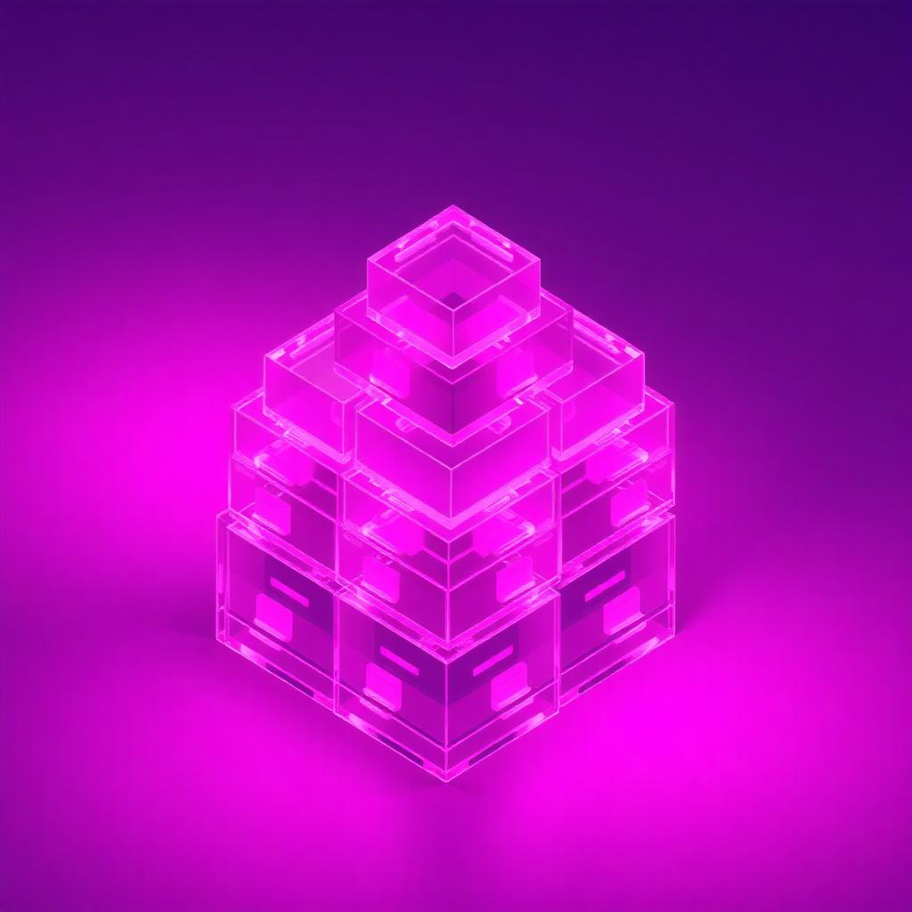 Structured schema visualized as translucent glowing blocks